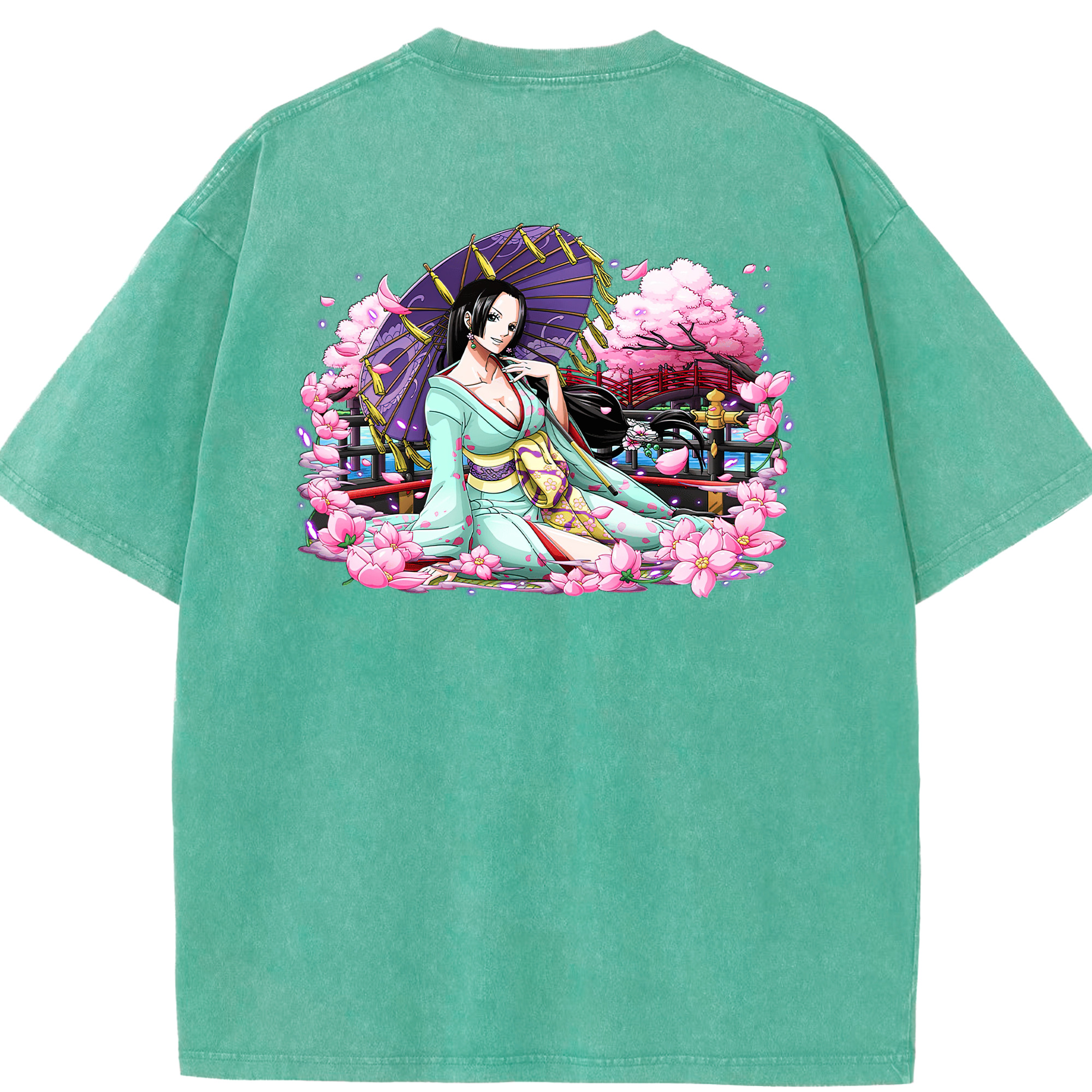 ワンピース ボア・ハンコック ONE PIECE Boa·Hancock 綿100% ヴィンテージ風 半袖Tシャツ（背面プリント）